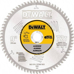 DeWALT - 9" Diam, 1" Arbor Hole Diam, 72 Tooth Wet & Dry Cut Saw Blade - Steel, Crosscutting Action, Standard Round Arbor - Apex Tool & Supply