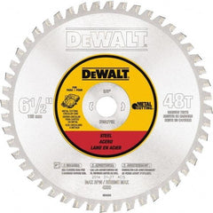 DeWALT - 6-1/2" Diam, 5/8" Arbor Hole Diam, 48 Tooth Wet & Dry Cut Saw Blade - Steel, Crosscutting Action, Standard Round Arbor - Apex Tool & Supply