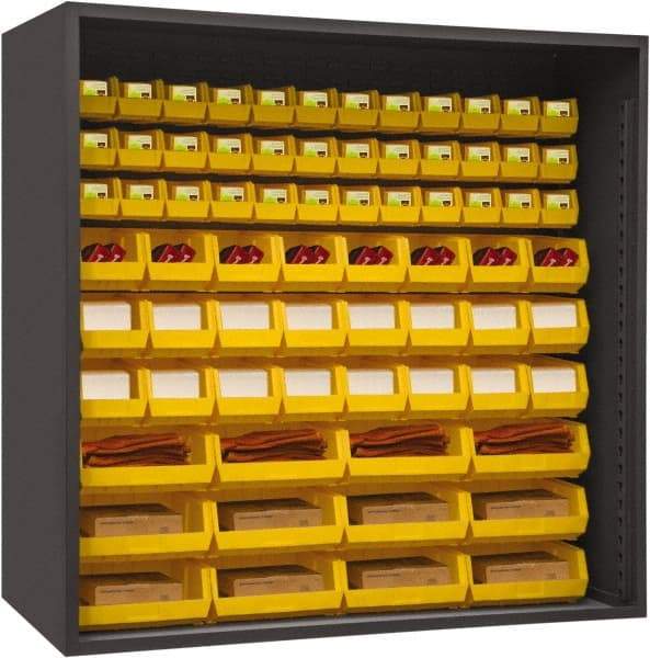 Durham - 72 Bin Enclosed Shelving - 72 Inch Overall Width x 24 Inch Overall Depth x 72 Inch Overall Height, Yellow Polyethylene Bins - Apex Tool & Supply