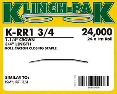 Klinch-Pak - 3/4" Long x 1-1/4" Wide, 0 Gauge Wide Crown Construction Staple - Steel, Copper Finish, Chisel Point - Apex Tool & Supply