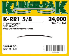 Klinch-Pak - 5/8" Long x 1-1/4" Wide, 0 Gauge Wide Crown Construction Staple - Steel, Copper Finish, Chisel Point - Apex Tool & Supply