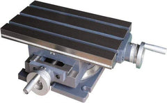 Interstate - 9.45" Table Width x 14.7302" Table Length, 8.86" Cross Travel x 6" Longitudinal Travel, Slide Machining Table - 6-1/2" Overall Height, Three 0.4706" Longitudinal T Slots - Apex Tool & Supply