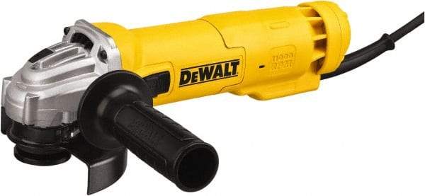 DeWALT - 4-1/2" Wheel Diam, 11,000 RPM, Corded Angle & Disc Grinder - 5/8-11 Spindle, 120 Volts, 11 Amps - Apex Tool & Supply