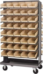Quantum Storage - 80 Bin Sloping Shelf - 36 Inch Overall Width x 24 Inch Overall Depth x 66 Inch Overall Height, Ivory Polypropylene Bins - Apex Tool & Supply