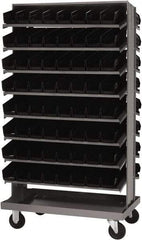 Quantum Storage - 128 Bin Sloping Shelf - 36 Inch Overall Width x 24 Inch Overall Depth x 66 Inch Overall Height, Black Polypropylene Bins - Apex Tool & Supply