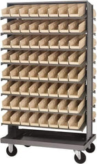 Quantum Storage - 128 Bin Sloping Shelf - 36 Inch Overall Width x 24 Inch Overall Depth x 66 Inch Overall Height, Ivory Polypropylene Bins - Apex Tool & Supply