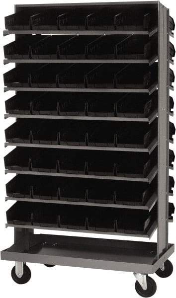 Quantum Storage - 80 Bin Sloping Shelf - 36 Inch Overall Width x 24 Inch Overall Depth x 66 Inch Overall Height, Black Polypropylene Bins - Apex Tool & Supply
