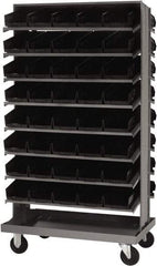 Quantum Storage - 80 Bin Sloping Shelf - 36 Inch Overall Width x 24 Inch Overall Depth x 66 Inch Overall Height, Black Polypropylene Bins - Apex Tool & Supply