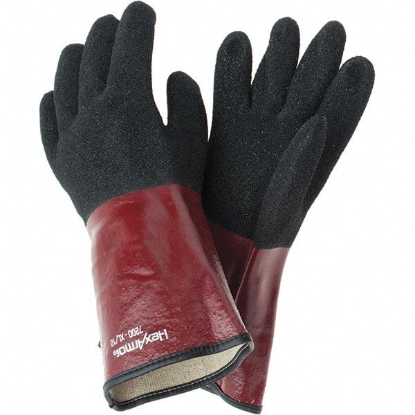 HexArmor - Chemical Resistant Gloves - GNTLET BLK/RED XL 1PR TEXTURD PVC CHEM RES GLV - Apex Tool & Supply