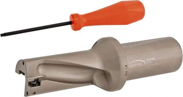 Hertel - 2-3/4" Max Drill Depth, 2xD, 1-3/8" Diam, Indexable Insert Drill - 2 Inserts, 1-1/2" Shank Diam, Straight Shank - Apex Tool & Supply