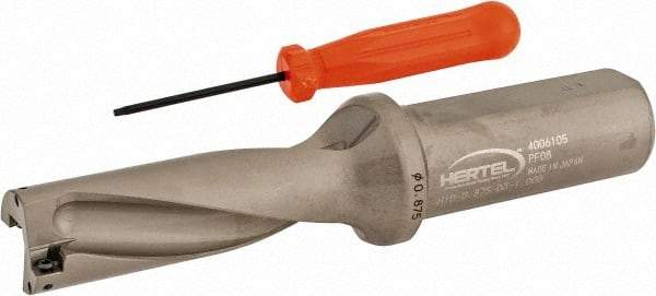 Hertel - 2-5/8" Max Drill Depth, 3xD, 7/8" Diam, Indexable Insert Drill - 2 Inserts, 1" Shank Diam, Straight Shank - Apex Tool & Supply