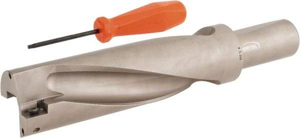Hertel - 6-3/4" Max Drill Depth, 3xD, 2-1/4" Diam, Indexable Insert Drill - 2 Inserts, 1-1/2" Shank Diam, Straight Shank - Apex Tool & Supply