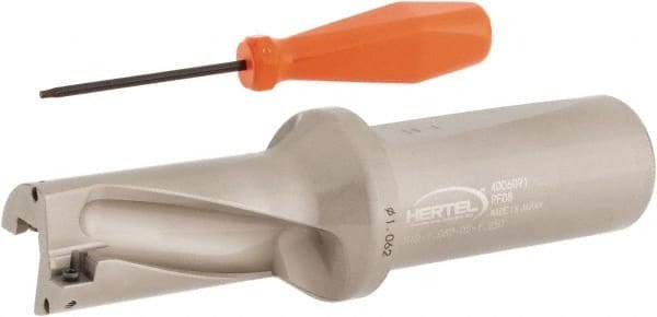 Hertel - 2-1/8" Max Drill Depth, 2xD, 1-1/16" Diam, Indexable Insert Drill - 2 Inserts, 1-1/4" Shank Diam, Straight Shank - Apex Tool & Supply