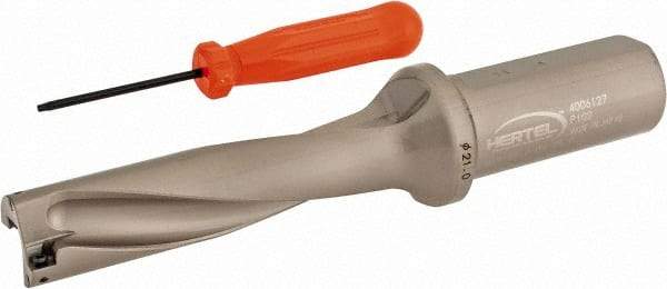 Hertel - 3.3071" Max Drill Depth, 4xD, 0.8268" Diam, Indexable Insert Drill - 2 Inserts, 63/64" Shank Diam, Straight Shank - Apex Tool & Supply