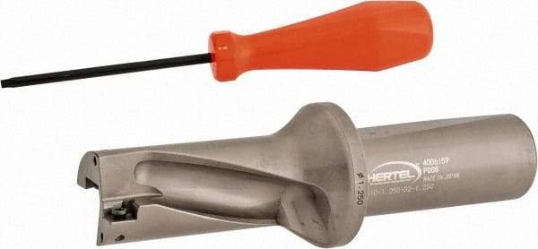 Hertel - 2-1/2" Max Drill Depth, 2xD, 1-1/4" Diam, Indexable Insert Drill - 2 Inserts, 1-1/4" Shank Diam, Straight Shank - Apex Tool & Supply