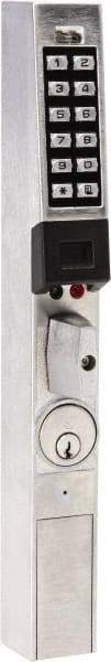 Alarm Lock - Combination Entry Lever Lockset with Key Override - 31/32, 1-1/8 & 1-1/2" Back Set, Steel, Brushed Chrome Finish - Apex Tool & Supply