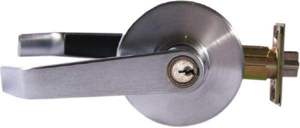 Arrow Lock - Entry Lever Lockset - 2-3/4" Back Set, Steel, Brushed Chrome Finish - Apex Tool & Supply