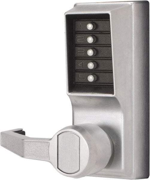 Kaba Access - Combination Entry Lever Lockset - 2-3/4" Back Set, No Cylinder, Zamak3, Satin Chrome Finish - Apex Tool & Supply