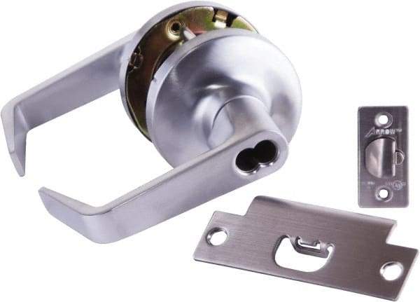 Arrow Lock - Storeroom Lever Lockset - 2-3/4" Back Set, Steel, Brushed Chrome Finish - Apex Tool & Supply