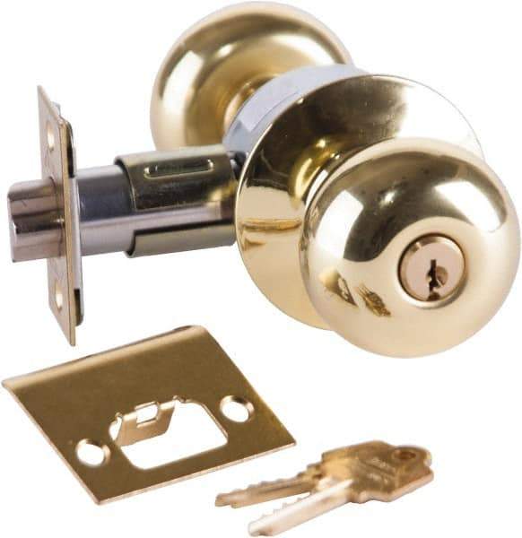 Arrow Lock - Entrance Lever Lockset - 2-3/4" Back Set, Steel, Bright Brass Finish - Apex Tool & Supply