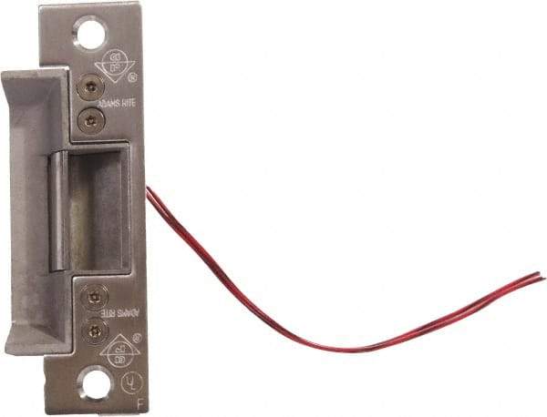 Adams Rite - 1.63" Long x 1" Wide, Satin Stainless Steel Finish, Electric Door Strike - 12 Volt, DC Power, Zinc Alloy - Apex Tool & Supply