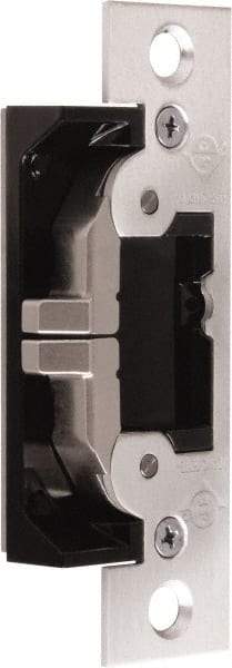 Adams Rite - 3.38" Long x 1" Wide, Clear Anodized Finish, Electric Door Strike - Field Selectable 12, 16, or 24 VAC/DC, VAC/VDC Power, Zinc Alloy - Apex Tool & Supply