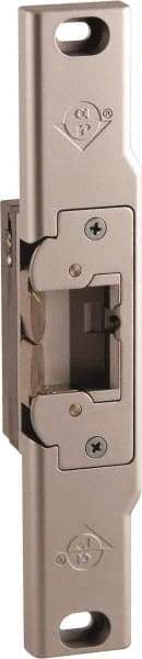 Adams Rite - 3.38" Long x 1" Wide, Clear Anodized Finish, Electric Door Strike - Field Selectable 12, 16, or 24 VAC/DC, AC/DC Power, Zinc Alloy - Apex Tool & Supply