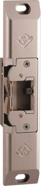 Adams Rite - 3.38" Long x 1" Wide, Clear Anodized Finish, Electric Door Strike - Field Selectable 12, 16, or 24 VAC/DC, AC/DC Power, Zinc Alloy - Apex Tool & Supply