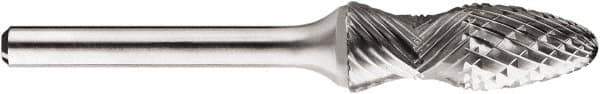 SGS Pro - 1/2" Cut Diam, 1/4" Shank Diam, Tree with Radius Head Double Cut Burr - Carbide, Radius End, 1-1/4" LOC, 1-1/4" OAL - Apex Tool & Supply