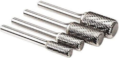 SGS Pro - 1/8" Cut Diam, 1/8" Shank Diam, Cylinder Head Double Cut Burr - Carbide, Flat End, 9/16" LOC, 9/16" OAL - Apex Tool & Supply