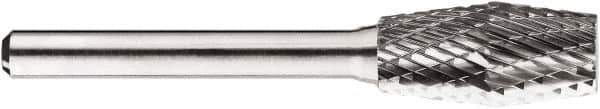SGS Pro - 1/2" Cut Diam, 1/4" Shank Diam, Inverted Cone Head Double Cut Burr - Carbide, Flat End, 1" LOC, 1" OAL - Apex Tool & Supply