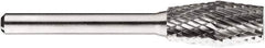SGS Pro - 1/2" Cut Diam, 1/4" Shank Diam, Inverted Cone Head Double Cut Burr - Carbide, Flat End, 1" LOC, 1" OAL - Apex Tool & Supply