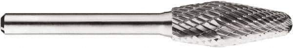 SGS Pro - 1/2" Cut Diam, 1/4" Shank Diam, Taper Head Double Cut Burr - Carbide, Radius End, 1-1/4" LOC, 1-1/4" OAL - Apex Tool & Supply