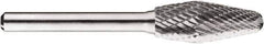SGS Pro - 1/2" Cut Diam, 1/4" Shank Diam, Taper Head Double Cut Burr - Carbide, Radius End, 1-1/4" LOC, 1-1/4" OAL - Apex Tool & Supply