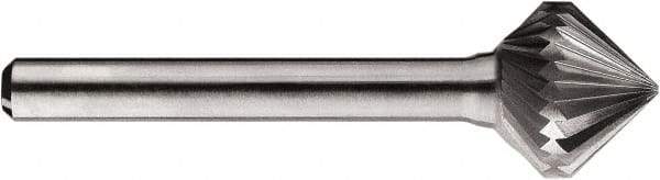 SGS Pro - 5/8" Cut Diam, 1/4" Shank Diam, Cone Head Single Cut Burr - Carbide, Point End, 5/8" LOC, 5/8" OAL - Apex Tool & Supply