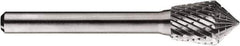 SGS Pro - 1/2" Cut Diam, 1/4" Shank Diam, Inverted Cone Head Double Cut Burr - Carbide, Point End, 3/4" LOC, 3/4" OAL - Apex Tool & Supply