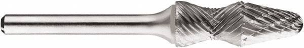 SGS Pro - 1/2" Cut Diam, 1/4" Shank Diam, Taper Head Double Cut Burr - Carbide, Radius End, 1-1/4" LOC, 1-1/4" OAL - Apex Tool & Supply