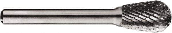 SGS Pro - 1/2" Cut Diam, 1/4" Shank Diam, Ball Head Single Cut Burr - Carbide, Ball End, 3/4" LOC, 3/4" OAL - Apex Tool & Supply