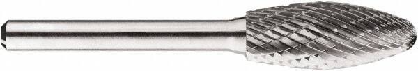SGS Pro - 1/2" Cut Diam, 1/4" Shank Diam, Tree with Radius Head Double Cut Burr - Carbide, Radius End, 1-1/4" LOC, 1-1/4" OAL - Apex Tool & Supply