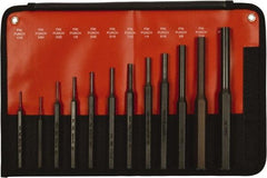 Mayhew - 12 Piece, 1/16 to 1/2", Pin Punch Set - Hex Shank, Steel, Comes in Kit Bag - Apex Tool & Supply