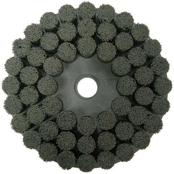 Weiler - 10" 120 Grit Ceramic Crimped Disc Brush - Fine Grade, Drive Arbor Connector, 1-1/2" Trim Length, 1-1/4" Arbor Hole - Apex Tool & Supply