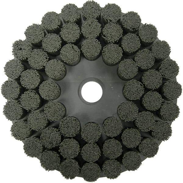 Weiler - 10" 80 Grit Ceramic Crimped Disc Brush - Fine Grade, Drive Arbor Connector, 1-1/2" Trim Length, 1-1/4" Arbor Hole - Apex Tool & Supply