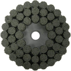 Weiler - 10" 80 Grit Ceramic Crimped Disc Brush - Fine Grade, Drive Arbor Connector, 1-1/2" Trim Length, 1-1/4" Arbor Hole - Apex Tool & Supply