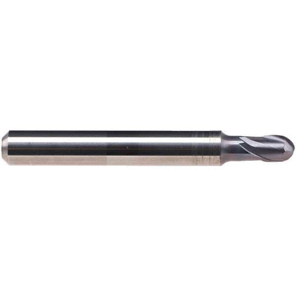 Emuge - 1mm Diam, 2mm LOC, 2 Flute Solid Carbide Ball End Mill - TiAlN Finish, Single End, 57mm OAL, 6mm Shank Diam, Ball Flute - Apex Tool & Supply