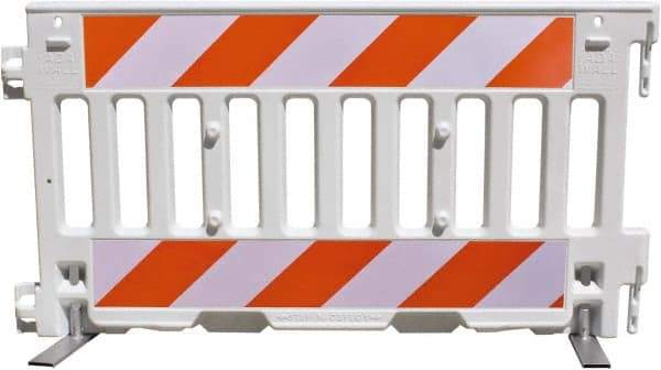VizCon - 7-3/4" High x 52" Long x 3/32" Wide Barrier Reflective Sheeting - Vinyl, Uncoated, Orange/White, Use with 57000 - Apex Tool & Supply