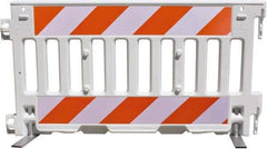 VizCon - 7-3/4" High x 52" Long x 3/32" Wide Barrier Reflective Sheeting - Vinyl, Uncoated, Orange/White, Use with 57000 - Apex Tool & Supply