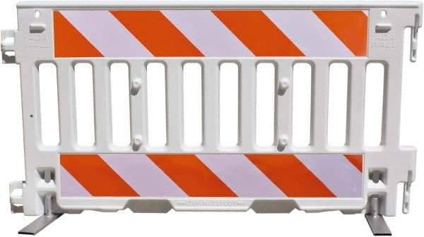 VizCon - 7-3/4" High x 52" Long x 3/32" Wide Barrier Reflective Sheeting - Vinyl, Uncoated, Orange/White, Use with 57000 - Apex Tool & Supply