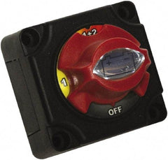 Battery Doctor - 4 Position, 12 Volt, 300 Amp, Dual Battery Disconnect Switch - 1st On-2nd On-Both On-Off Sequence, Black & Red - Apex Tool & Supply