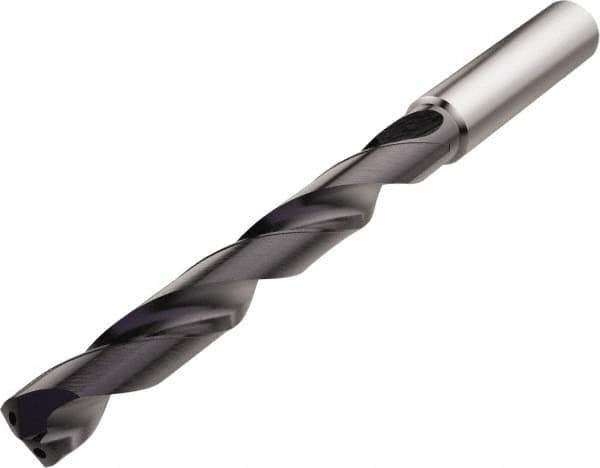 Seco - 11.5mm 140° Solid Carbide Jobber Drill - TiAlN Finish, Right Hand Cut, Spiral Flute, Straight Shank, 141mm OAL, Cone Relief Point - Apex Tool & Supply