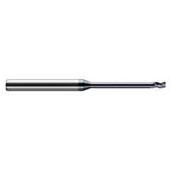 Miniature End Mills - Long Reach, Stub Flute - 0.0930″ (3/32″) Cutter Diameter × 0.0300″ Radius × 0.1390″ Length of Cut × 0.7500″ (3/4″) Reach Carbide Corner Radius End Mill, 3 Flutes, AlTiN Coated